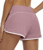 BLEVONH Women Elastic Waist Double Layer Casual Running Shorts with Side Pockets - Image 2